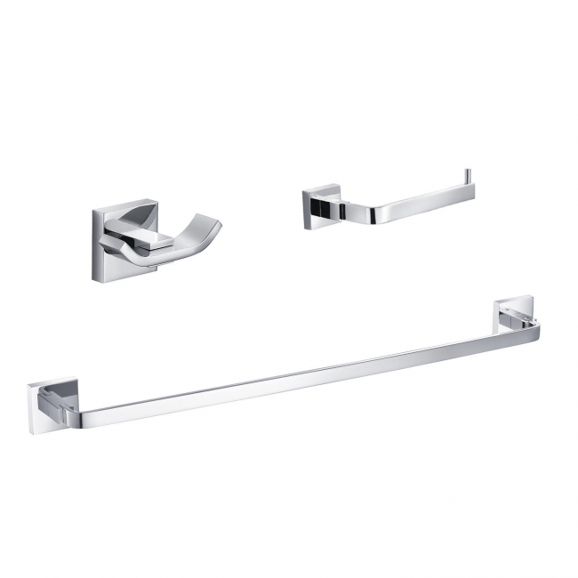 CBI Milano 3 Piece Bathroom Hardware Set in Chrome