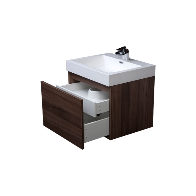 22.75" Modern Single Bathroom Vanity with Nested Drawer - Walnut TN-A600-WN