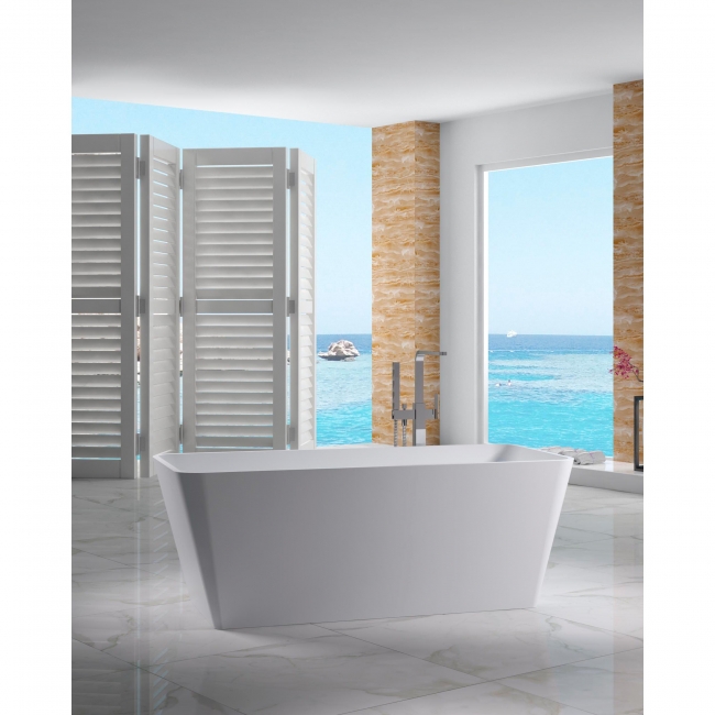 65" x 28.6" Solid Surface Freestanding Soaking Bathtub