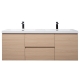 Angela 60" Wall Mounted Double Sink Vanity, White Oak TN-AG1500-1D-WO