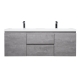 59" Angela Wall Mounted Modern Double Sink Vanity , Cement Grey