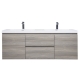 59" Angela Wall Mounted Modern Double Sink Vanity , Maple Grey