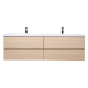 Angela 72" Contemporary Double Sink Wall Mounted Bathroom Vanity , White  Oak