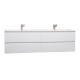 Angela 84" Contemporary Double Wall Mounted Bathroom Vanity, High Gloss White TN-AG2120-HGW