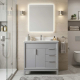 36" Single Solid Wood Bathroom Vanity with White Quartz Top, Slate Grey GK-E36-SG