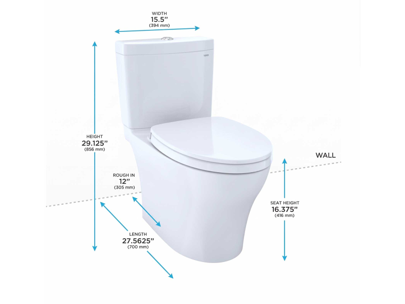 TOTO Aquia IV 0.9 / 1.28 GPF Dual Flush Two Piece Elongated Toilet with Push Button Flush - Seat Included