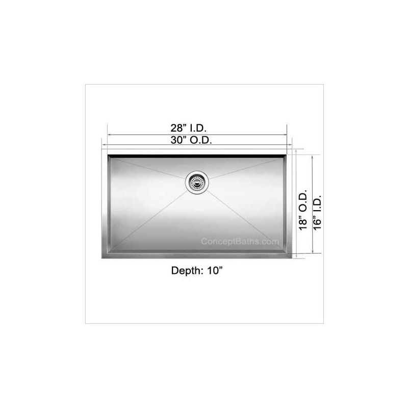 Kitchen Sink 30" Undermount ZERO Radius SNHBS3018 on