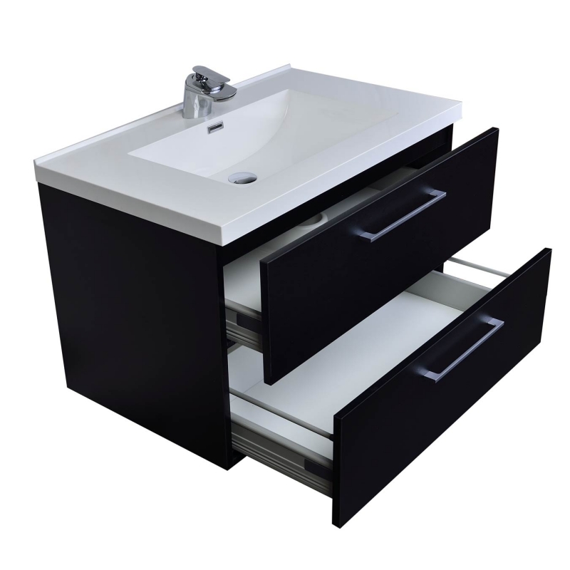 Buy 33.5 In. WallMount Contemporary Bathroom Vanity Set Matt Black TN