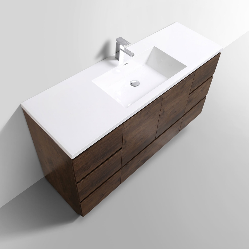 Buy CBI Edison 59 Inch Single Modern Bathroom Vanity Rosewood TNED1500SRW on www.conceptbaths